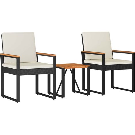 Maison Exclusive - Set Mobili da Esterno 3 pcs Nero e Bianco Crema polyrattan