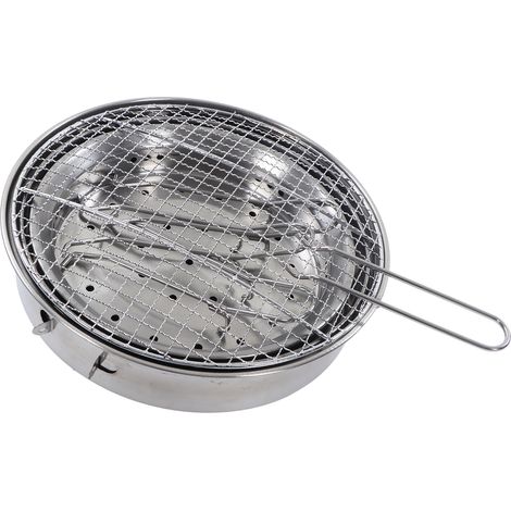 Réchaud de barbecue à charbon de bois en acier inoxydable, portable et détachable, idéal pour le camping, les pique-niques et les activités de plein air à la maison ou en extérieur. (1/5)