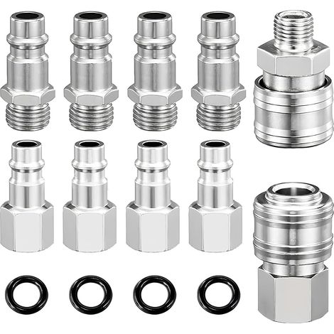 10 piezas de racores de conexión rápida BSP de 1/4", racores neumáticos europeos de conexión rápida, mangueras para compresores de aire, boquillas para compresores de aire europeos, accesorios para he