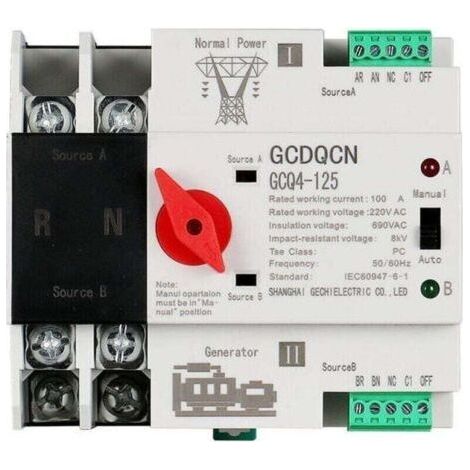 Automatic transfer switch, XU, dual power supply 2P100A switch, superior quality product, durable and reliable, selected materials, conforms to standards (1/4)