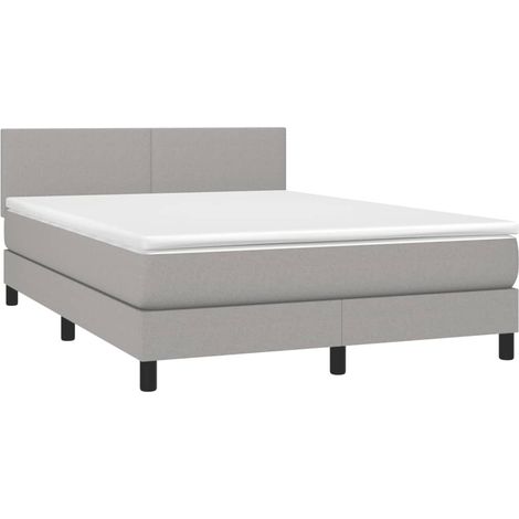 Estructura de cama LED con cabecero con somier colchón 140x190 cm tela gris claro TDL0208570