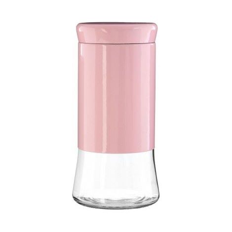 Premier Housewares Pink Steel Wrap Glass Round Storage Jar - 1500ml Multipurpose Stylish Lightweight Removable Lid Airtight w12 x d12 x h24cm (1/5)