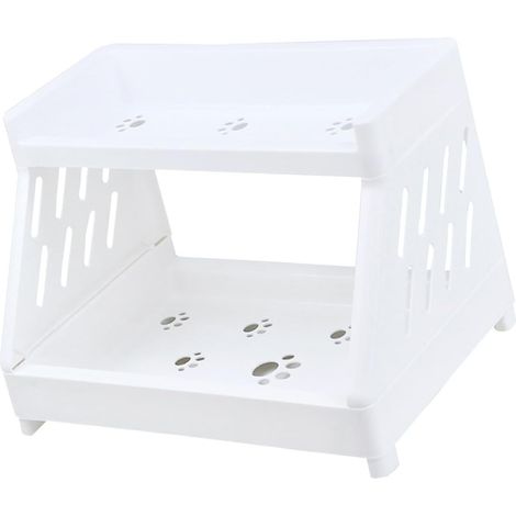 Présentoir à maquillage à 2 niveaux en plastique, design blanc classiq (1/5)