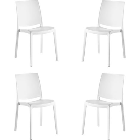 Sedia da giardino o cucina in polipropilene impilabile - Set 4 FEBE Bianco (1/4)