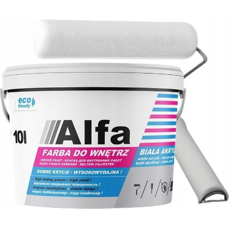 Peinture murale acrylique opaque blanche Alfa 9 l (1/5)