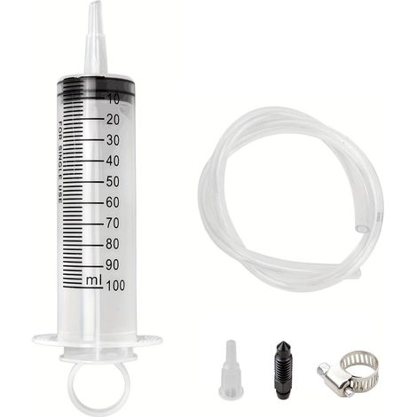 Kit Purge Frein Moto, Seringue 100ml Hydraulique Tuyau 50cm, Purgeur De Frein Moto Universel, Purgeur De Frein Voiture Manuel, Liquide De Frein Moto, Kit Purge Frein VTT (1/5)