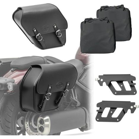 2x Satteltasche + Halterung für Chopper / Custombikes Heritage Classic 18-19 FRG-P
