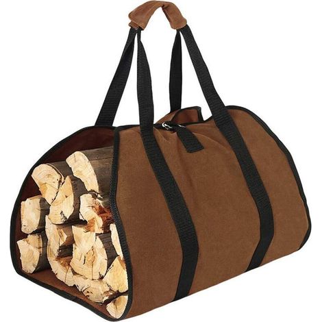 Sac de Transport pour Bois de Chauffage, Toile Sac à Bûche Cheminée Pliable Sac Transport Buches Résistant à Eau avec Poignées Solide pour Poêles à Bois Bûches Camping Accessoires, 98x46cm (1/5)