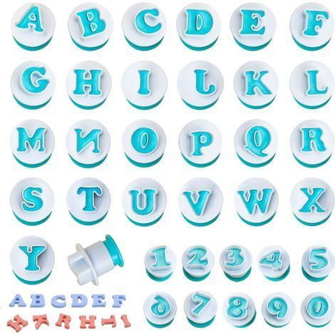 36 PCS Kit Emporte Piece Alphabet et Chiffre,Moule Chiffre et Lettre Pate a Sucre,Tampon Lettre Alphabet Patisserie,Moule Fondant Chocolat,Decoupoir Patisserie,Tampon Embosseur à Biscuits (1/5)