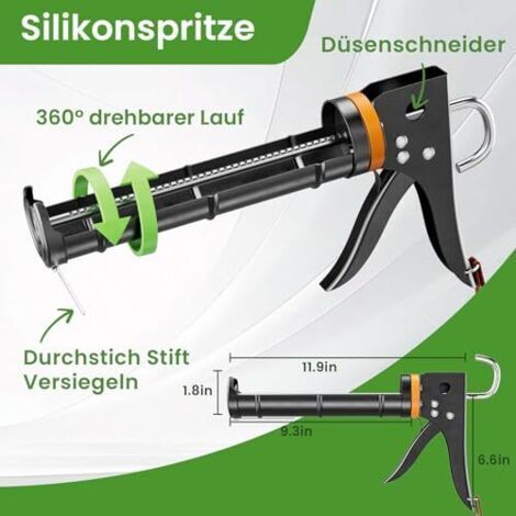 Ensemble de presse à cartouche, pistolet à cartouche de silicone et outil de retrait de mastic, grattoir à joints pour salle de bain, cuisine, sol, fenêtre, joints d'évier, cadres (1/4)