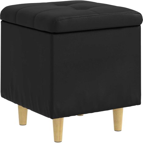 Pouf de rangement avec coussin Noir 40 x 40 x 45 cm Simili cuir