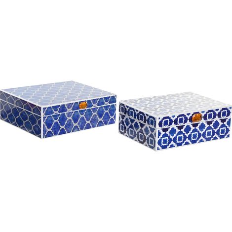 DKD Home Decor Boîte à bijoux Bleu marine 2 unités (1/3)
