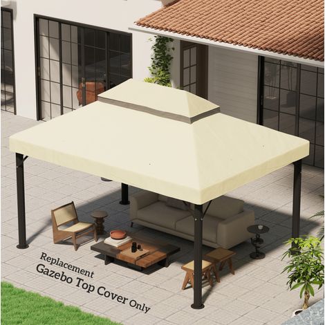 Pavillon Ersatzdach 3x4 m Oxford Cremeweiß OKMYHOME (1/4)
