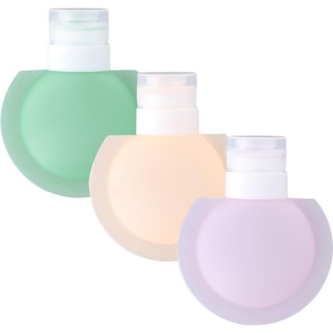Flaconi da viaggio - 3 piccoli flaconi da viaggio ricaricabili - flaconi in silicone ricaricabili da 90 ml - shampoo - flaconi vuoti a prova di perdite - lozione - 90 ml (1/3)