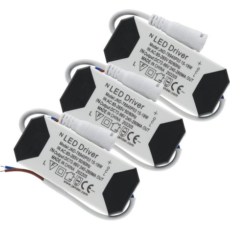 Jandei - Pack x3 Driver Transformador 15W 18W Dc entrada multi voltaje 85 265V Ac 50 60Hz salida 72