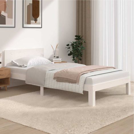 vidaXL Bed Frame without Mattress White Solid Wood Pine 100x200cm (1/5)