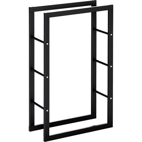 Range bûches Etagère porte bois de cheminée porte-bûches design contemporain charge max. 100 Kg dim. 60L x 25l x 100H cm métal noir