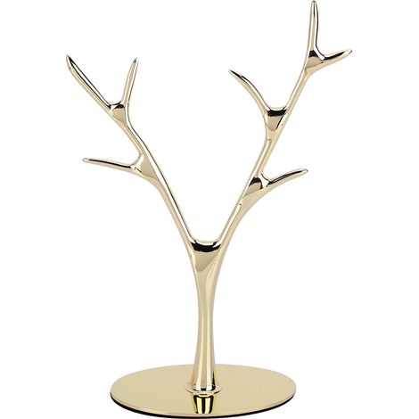 Support à bijoux en forme de bois de cerf, alliage de zinc et acier inoxydable, couleur or, hauteur 25,5 cm, présentoir élégant pour colliers et boucles d'oreilles (1/5)