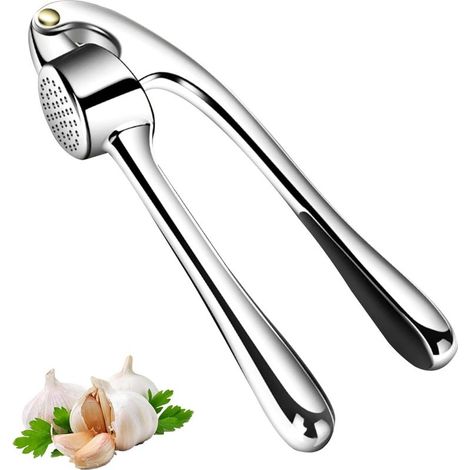 Presse-Ail en Acier Inoxydable avec Poignée Facile à Presser - Coupe-Ail Facile à Nettoyer - Ustensile de Cuisine Pratique (1/4)