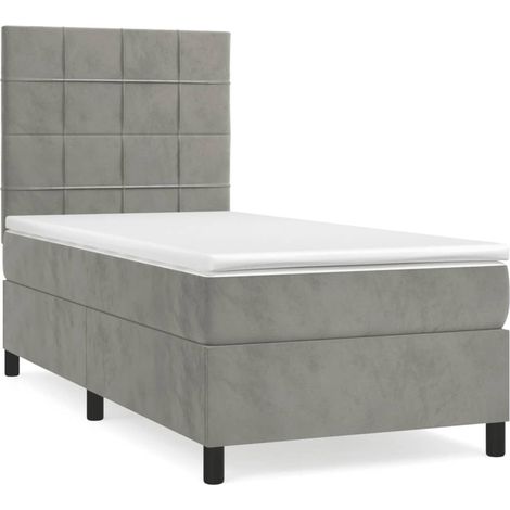 Maison Exclusive - Giroletto a Molle con Materasso Grigio Chiaro 90x200 cm Velluto