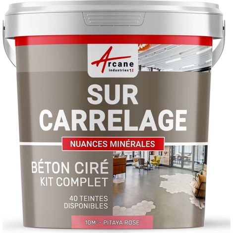 Béton ciré sur carrelage, cuisine, salle de bain, mural, sol, plan de travail, décoratif, revêtement, douche, kit - 10 m² (en 2 couches) Pitaya Rose - ARCANE INDUSTRIES