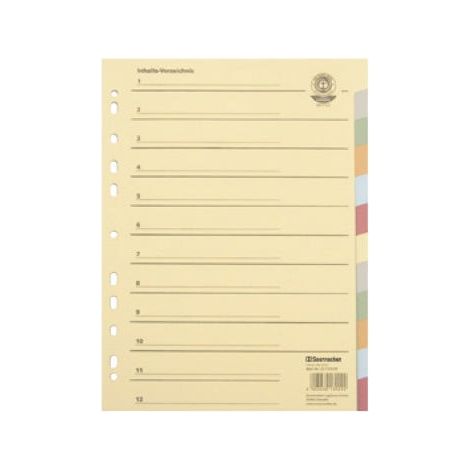 SOENNECKEN Ordnerregister Soennecken DIN A4 blanko Recyclingkarton mehrfarbig 12 Registerblätter (1/3)