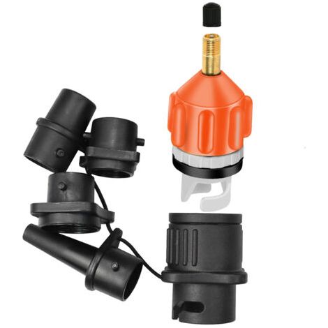 Adaptateur de Pompe Sup Adaptateur de Valve Standard avec 4 Buses pour Bateau à Rames Gonflable,Planche de Stand up Paddle, Kayak(orange) (1/5)