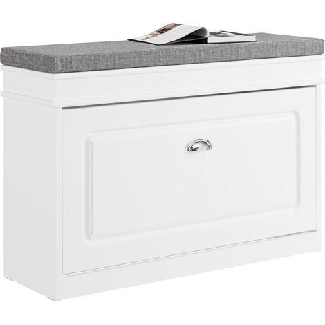 SoBuy Scarpiera Salvaspazio Slim con Seduta - Panca Scarpiera da Ingresso Contenitore in Legno, Mobile Ingresso per Scarpe, Regolabile, 75x24x51 cm, Bianco, FSR82-L-W (1/5)
