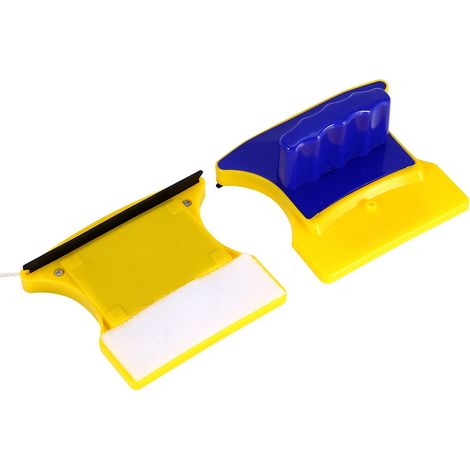 Nettoyeur Vitre Magnétique Double Face Carré avec 2 Lingettes de Rechange pour Fenêtres (1/5)