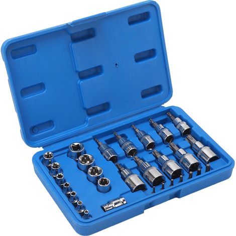 Set de 29 douilles étoile en acier chrome-vanadium, mâle-femelle moleté, kit d'entretien (1/5)