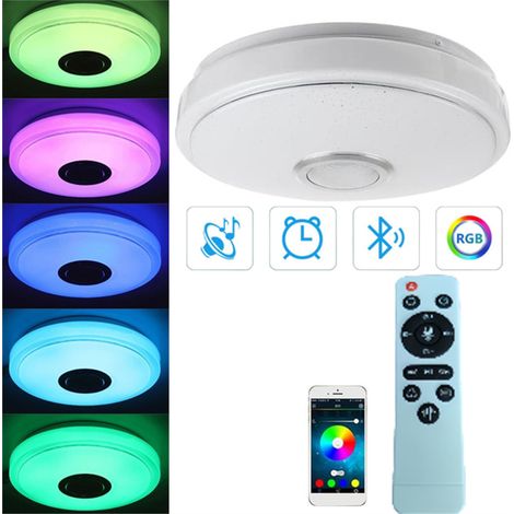 Plafonnier rond à LED avec contrôle audio Bluetooth, éclairage à changement de couleur RVB, idéal pour une chambre ou un salon (1/5)