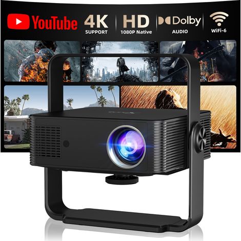 Unterstützung für Full HD 1080P 4K-LED-Projektoren, tragbar und kompakt, 120 Hz, automatische Trapezkorrektur, Autofokus, kompatibel mit Netflix, YouTube, Prime Video, HDMI/USB