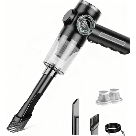 Aspirapolvere portatile senza fili ad alta velocità con avvio istantaneo, display a LED, mini portatile, filtro lavabile per auto, tastiere, divani, nero. (1/4)