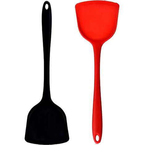 Spatule en silicone (lot de 2), résistante à la chaleur jusqu'à 600 °F, en caoutchouc souple antiadhésif de qualité supérieure, ustensile de cuisine pour la cuisson et la pâtisserie (1/5)