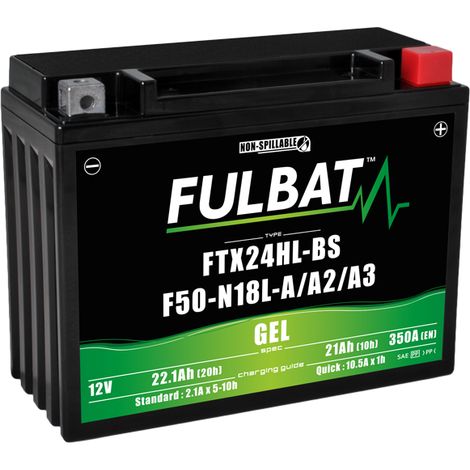 Fulbat – Batterie moto GEL 12V 21Ah 350A – Compatible FTX24HL-BS / F50-N18L-A/A2/A3 – Technologie GEL – SKU 550982