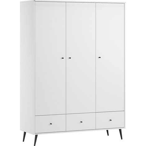 Schrank Blanca mit 3 Schubladen und 3 Türen, Weiß, 185cm