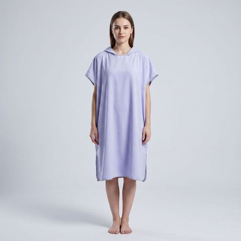 Poncho de plage adulte, peignoir avec poche 110 x 82 cm pour hommes et femmes, peignoir léger à séchage rapide, serviette de surf à capuche pour la baignade et la plongée, violet (1/4)