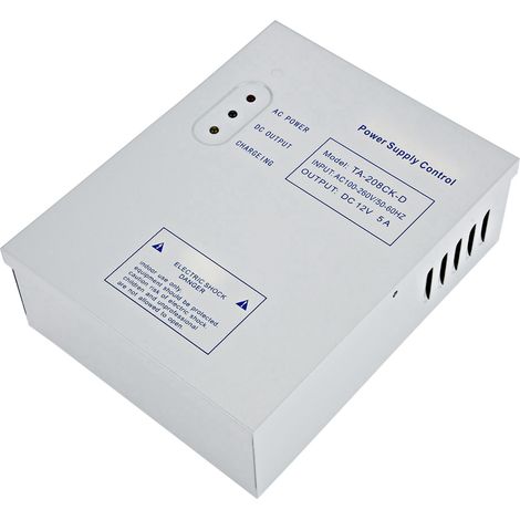 Alimentation Secteur Commutée 12V 5A pour Système de Contrôle d'Accès Porte, Alimentation sans Interruption UPS 110-240V AC (1/5)