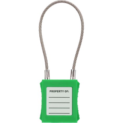 Câble de sécurité Lockout Tagout avec serrure en acier 85mm et 2 clés pour isolation énergétique, vert (1/5)