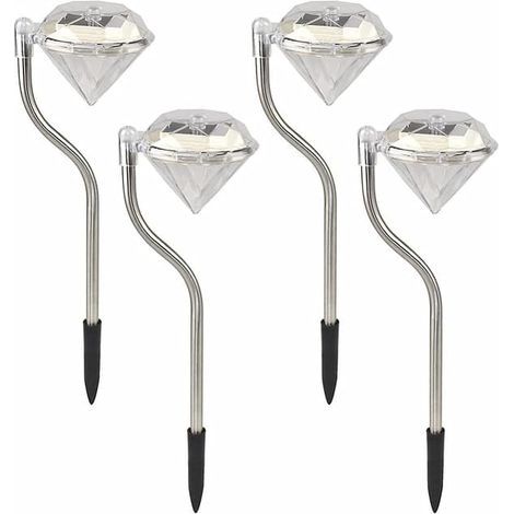 Lampes solaires pour jardin extérieur, lot de 4 lampes solaires diamant étanches pour balcon, jardinière et bacs à fleurs. (1/5)