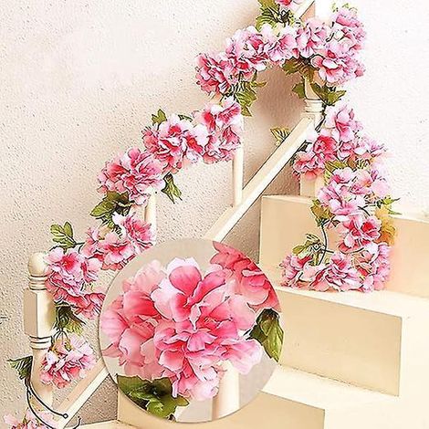 1 Pice X 235cm Guirlande En Rotin Simul De Fleurs De Cerisier Pour Maison, Jardin, Clture, Dcoration De Nol, Mariage - Rouge Ros (1/5)