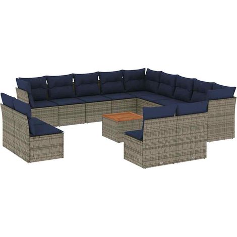 Maison Exclusive - Set de sofás de jardín y cojines 14 pzas ratán (1/5)