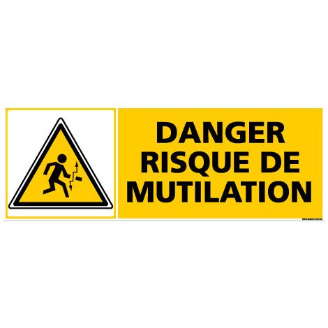 Panneau DANGER RISQUE DE MUTILATION (C0379) - Plastique PVC 1,5 mm - 210 x 75 mm