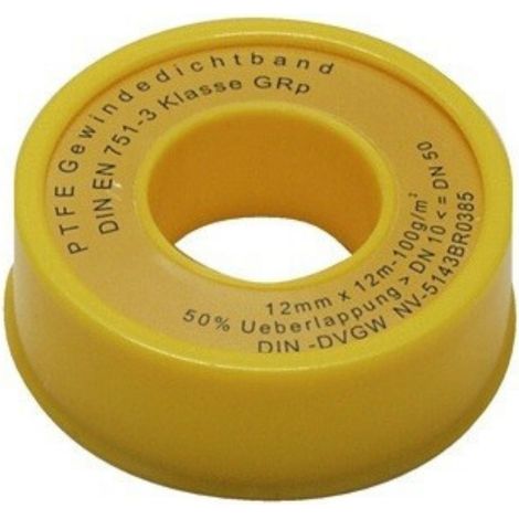 Schläfer 185110 Nastro Sigillante in Teflon PTFE Fermit, Rotolo di Striscia Sigillante DVGW ad Alta Densità per Riparare Tubi, Rubinetti e Valvole, Dimensioni 12mm x 12mt, Colore Bianco (1/5)
