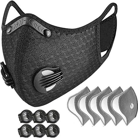 Masque 6 couches avec valve, 6 filtres, respirateur de chantier réutilisable (1/5)