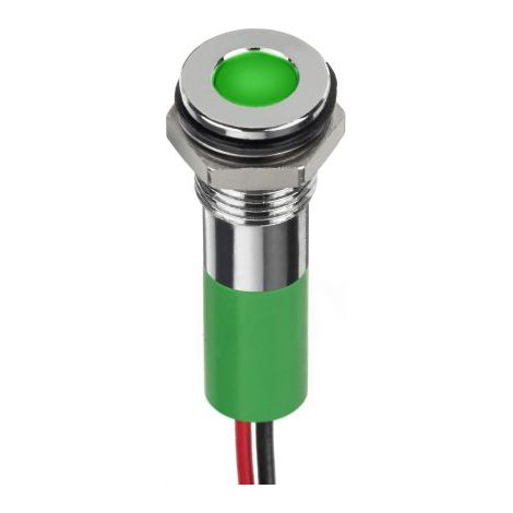 Voyant LED lumineux Vert RS PRO, dia. 8mm, 24V c.c., taille de la lampe 5 mm, IP67 ( Prix pour 1 )
