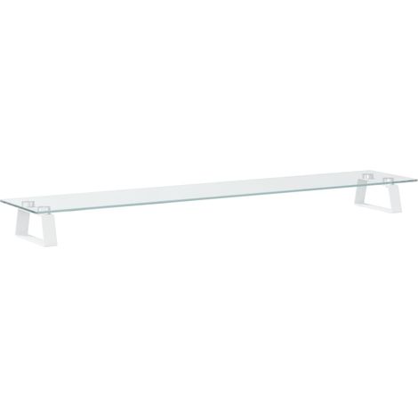Monitor Stand White 100x20x8 cm Tempered Glass and Metal vidaXL