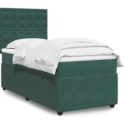 vidaXL Sommier à lattes de lit avec matelas Vert foncé 100x200 cm (1/5)