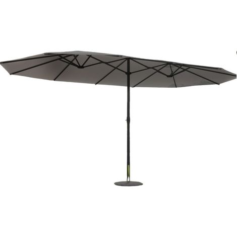 Concept-Usine – Parasol double gris anthracite rectangulaire 2,7 x 4,6 m – Toile en polyester déperlant – Manivelle et 8 baleines – Résistant à l'eau (1/4)