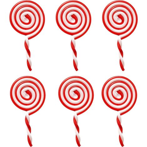 Décorations de saison 6 Pièces Ornement de Sucette de Noël Sucre d'orge Decoration Noël Pendentifs Canne Bonbon Sucre Noël Sucette Ornement Suspendu Canne de Bonbons Plastique de Noël pour Les Décorat (1/5)